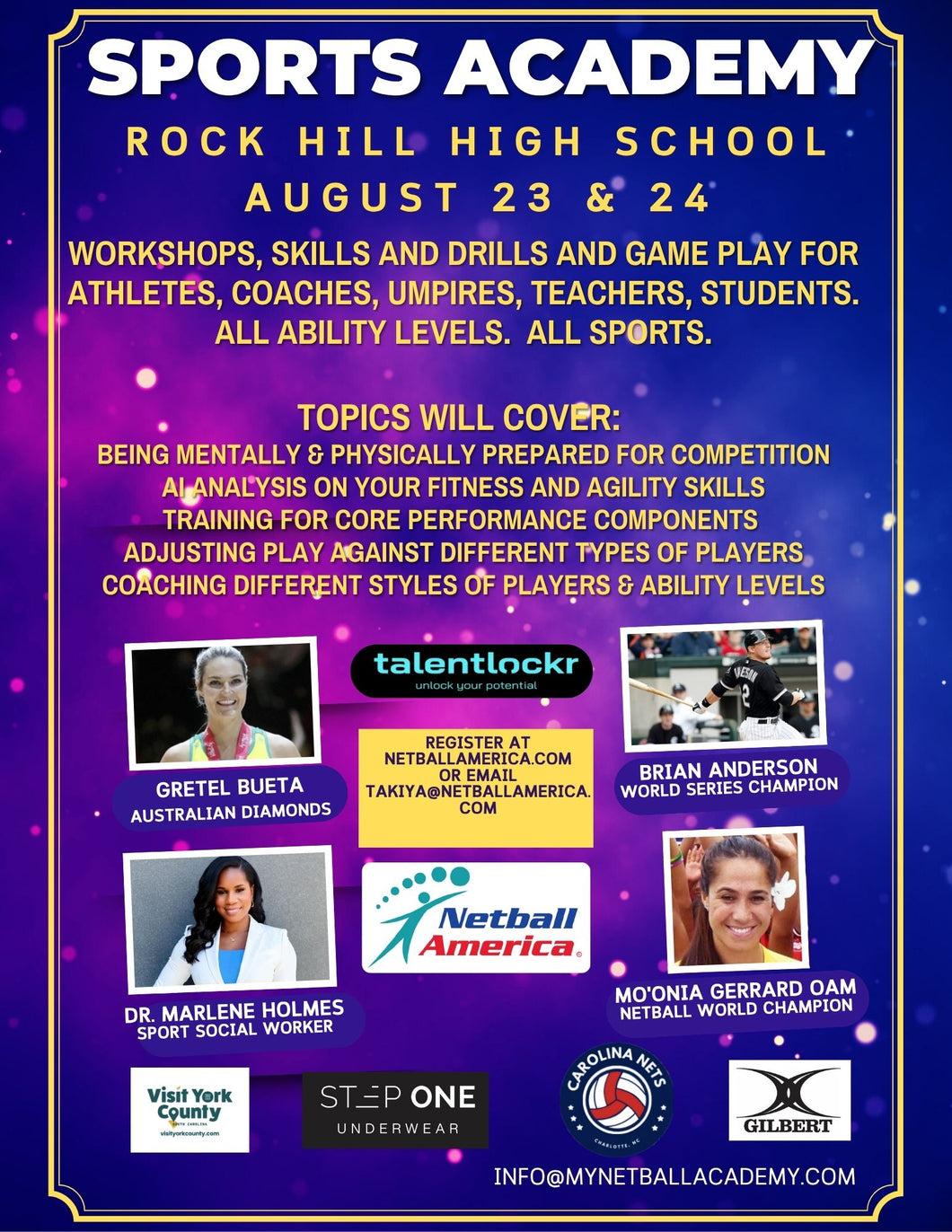 Sports Academy Rock Hill, SC and Charlotte Local Sponsorship